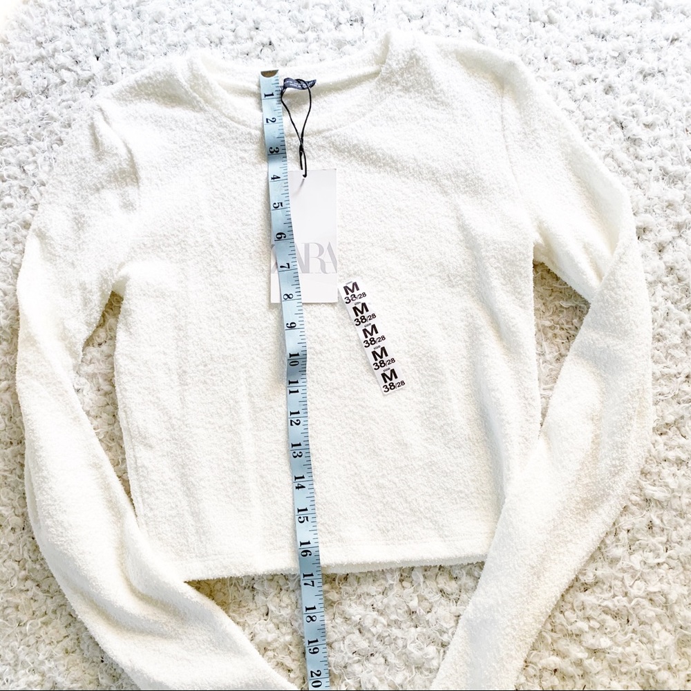 Zara White Textured Long Sleeve NWT - Picture 8 of 9